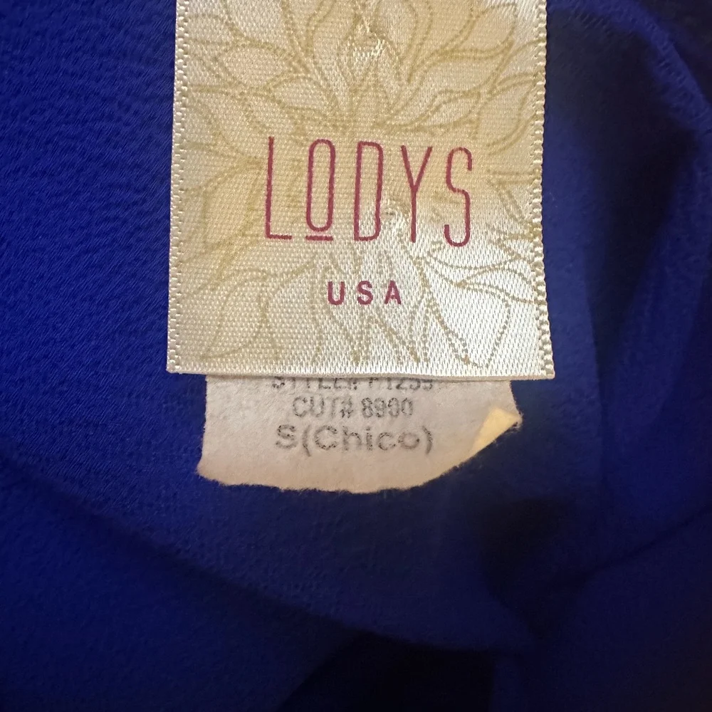Lodys Royal Blue Blouse with Flutter Sleeves Size Small